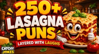 250+ lasagna puns featuring a funny cartoon lasagna giving a thumbs up