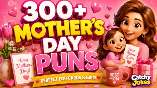 300+ mothers day puns thumbnail with a cheerful mother and daughter