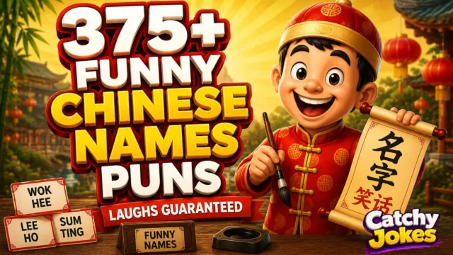 375+ Chinese names puns thumbnail with a cheerful cartoon character TITLE: 375+ Chinese Names Puns Thumbnail