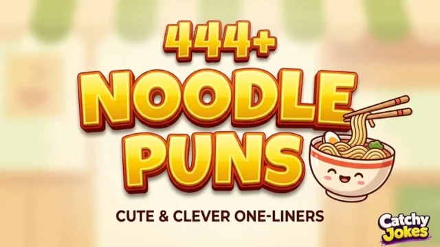A featured thumbnail with large 3D yellow text "NOODLE PUNS" and a cartoon ramen bowl mascot.