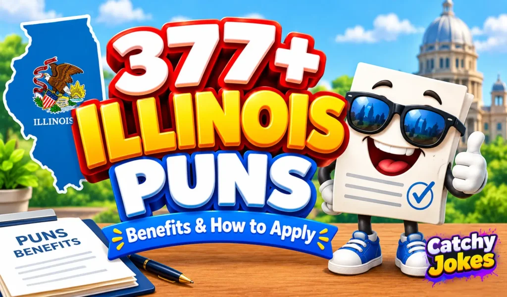 Illinois PUNS benefits thumbnail with a smiling cartoon document mascot, Illinois state silhouette, and bold 3D text.